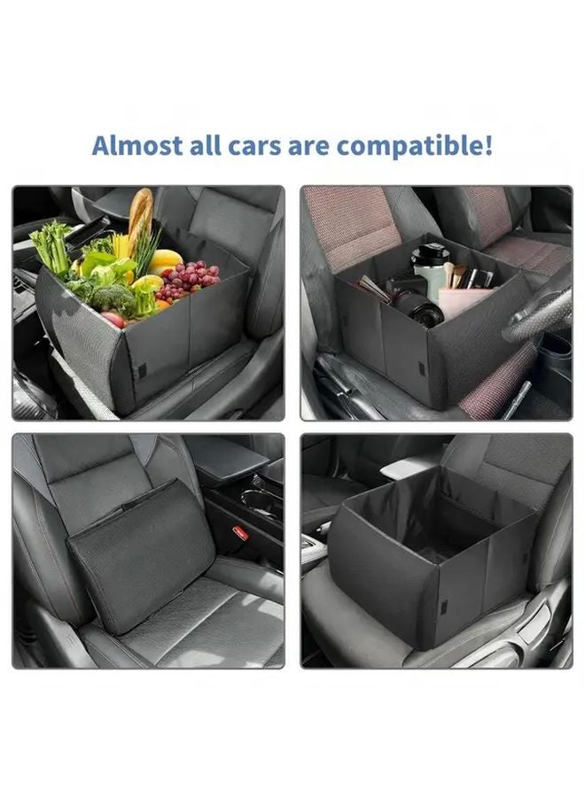 2 In 1 Multifunctional Car Seat Cushion And Storage Box Portable Foldable Organizer Black - Image 4